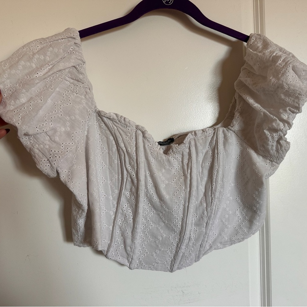 Elegant White Eyelet Off-Shoulder Top